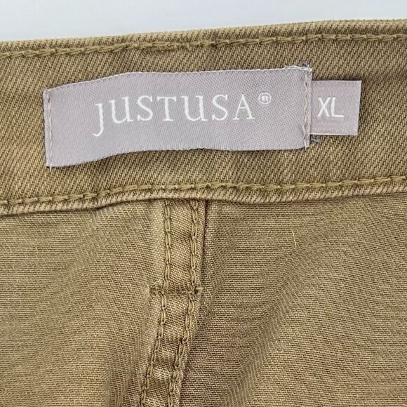 JustUSA Stitch Fix Women's Cargo Mini Skirt Size XL Olive Green Cotton Stretch - Picture 3 of 7